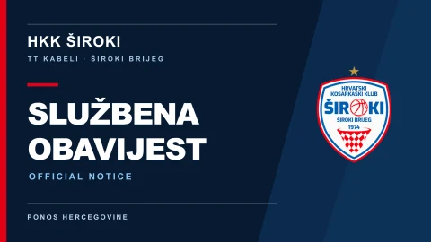 Brendirani predložak službene obavijesti HKK Široki TT Kabeli.